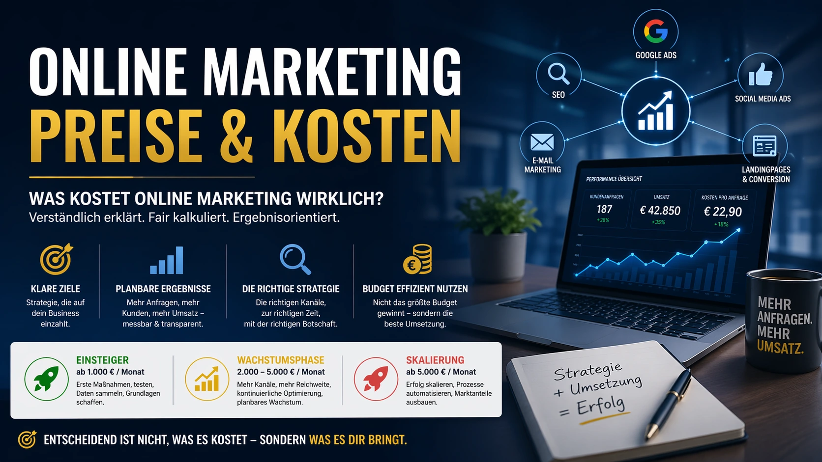 Online Marketing Preise und Kosten - Buchungsoffensive erklärt das Budget